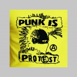 Punk is Protest mikina s kapucou stiahnutelnou šnúrkami a klokankovým vreckom vpredu 